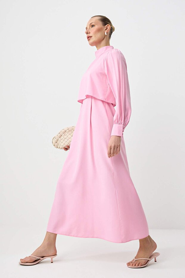 Pembe Astarsız Düz Dokuma Elbise&Tulum Terryviskon Tesettür Elbise TCTSS24EB00190 - 2