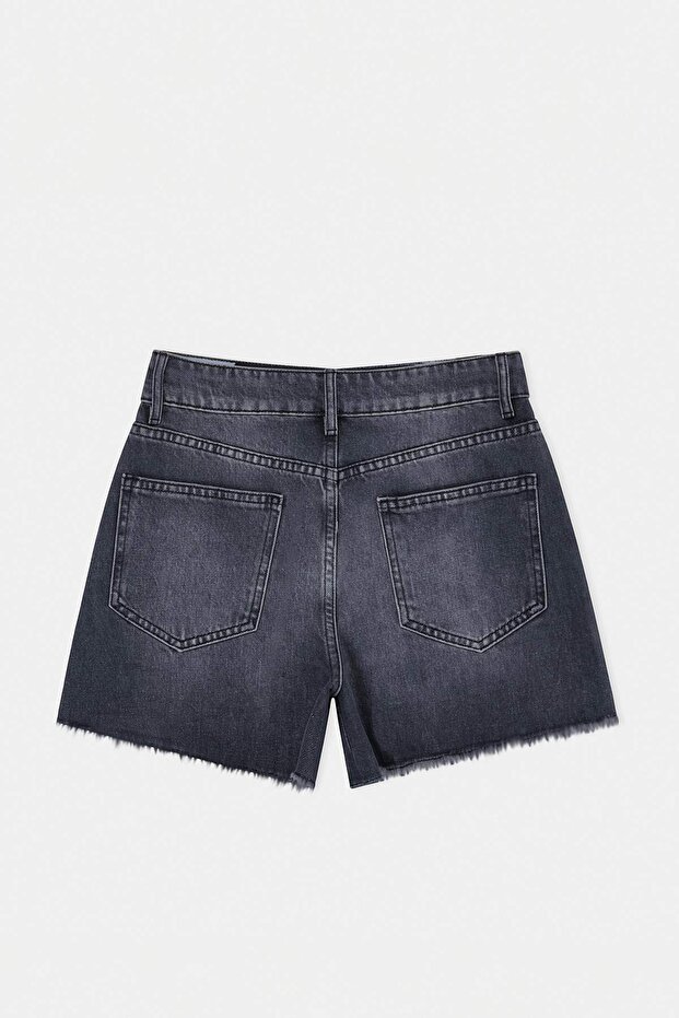 Siyah %100 Pamuk Yüksek Bel Denim City Şort TWOSS26SR00093 - 8