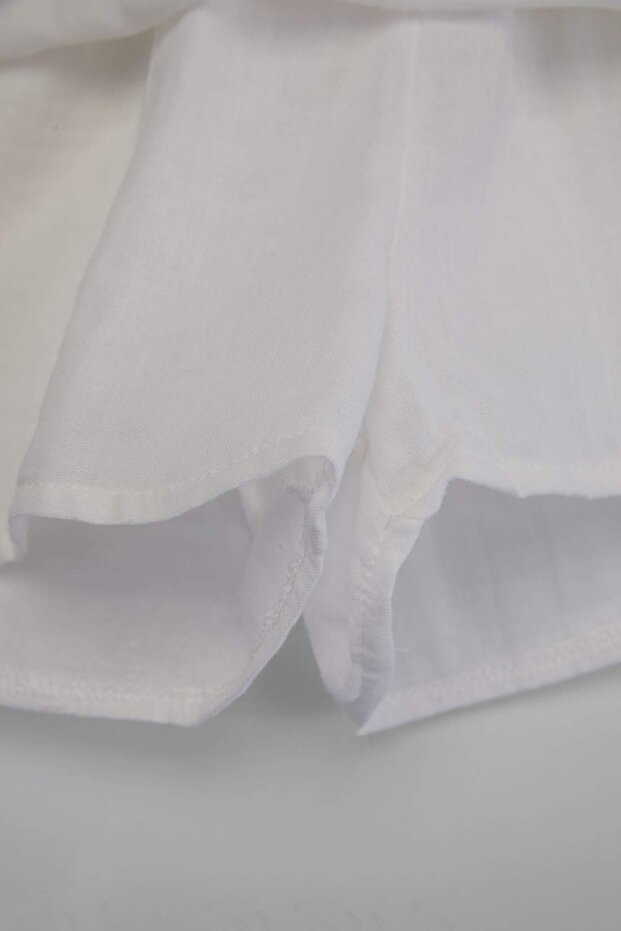 Ekru Dokuma Müslin Mini Boy Fırfırlı 100% Pamuk Plaj Şort TBESS26SR00010 - 5
