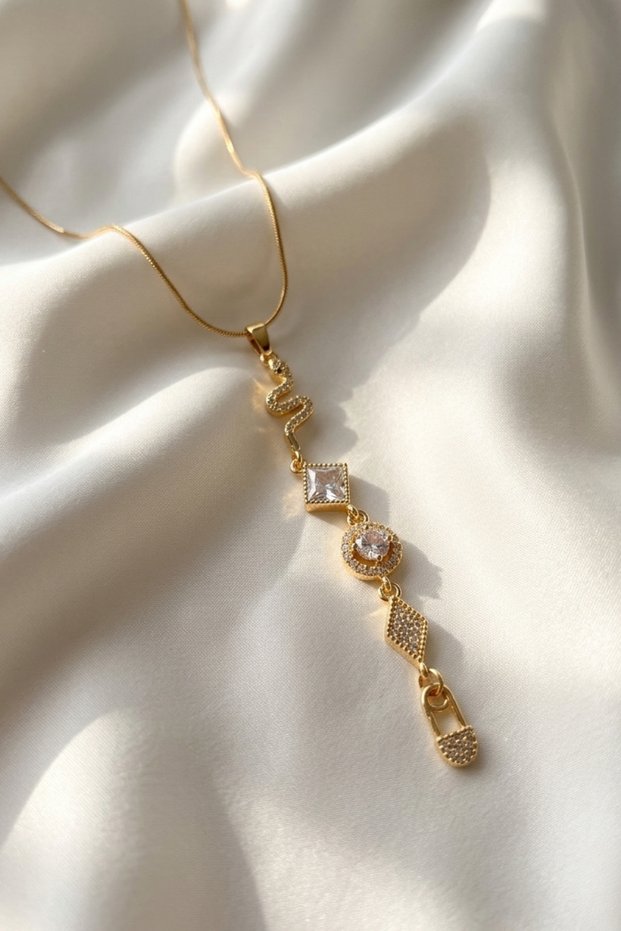 Premium Zircon Stone Steel Y Necklace Special Day Stylish Design