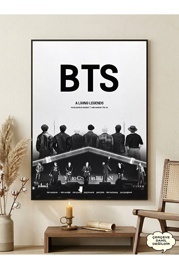 Poster iconic din lemn BTS (fără ramă) - 2