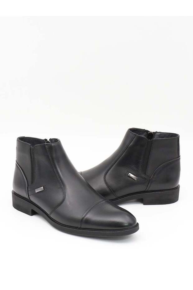 Thrtrk 2302-1 Black Genuine Leather Rubber Sole Men's Boots
