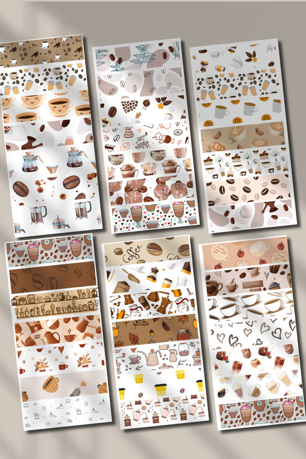 Coffee Themed Washi Tape Sticker Set Sticker is Suitable for Planner Agenda Bullet Journal