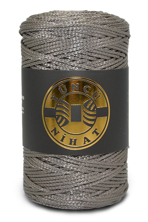 Yüncü Nihat 200 gr - 200 Mt - 2.5 Mm Gri (842) Polyester Makrome Ipi Çanta Ipi Supla Ipi Örgü Ipi