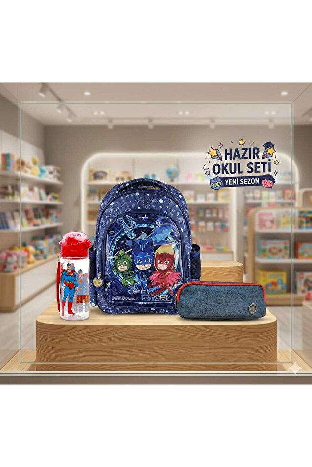 Licensed Boys' Kindergarten Bag - Double Compartment Pencil Case Gift
