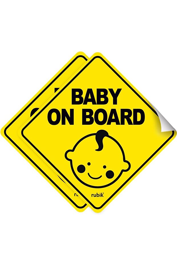 2 Pack Baby on Board Car Sign, Self Adhesive Reflective Stickers for Car Rear Window Bumper 12x12cm