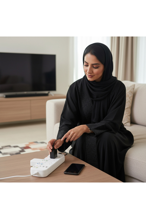 محول TradaMax متعدد 4 مخارج مع USB وType-C بقدرة 2000 واط - 7