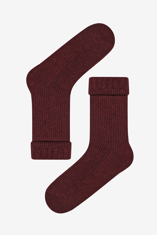 Warm Folded Burgundy Socks