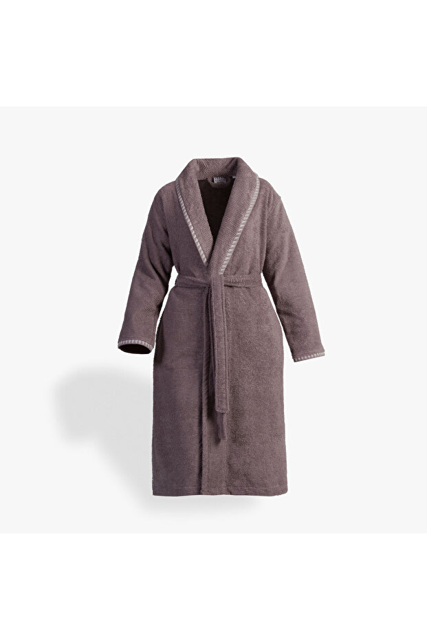 Tria Women's Bathrobe 100% Cotton Jacquard Mink