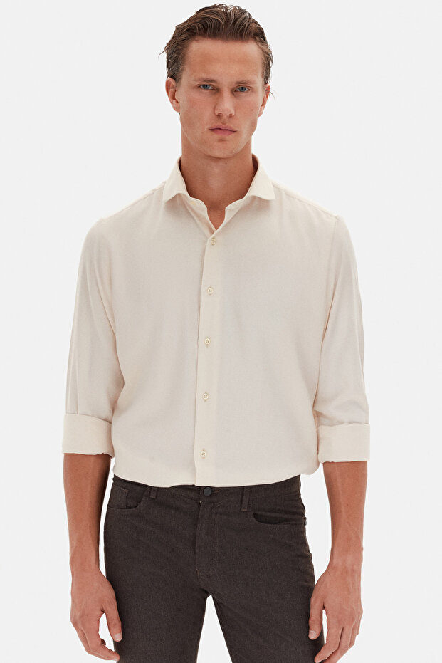 Ds Groom Slim Fit Beige Italian Lapel Dobby Long Sleeve Easy-Iron Breathable Four Seasons