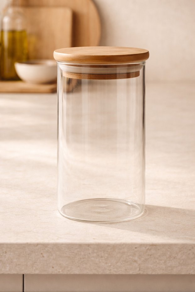 Wooden Vacuum Lid Single 300ml Spice Holder 1 Piece Wooden Spoon