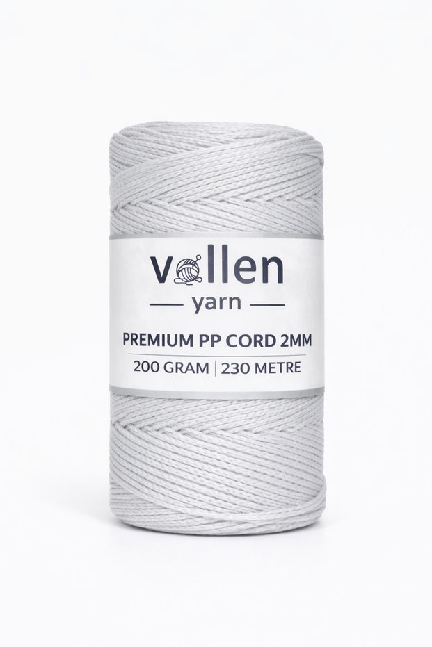 200gr/230m Premium Polyester Macrame Thread 2mm, Macrame Thread, Macrame, Supla, Bag Thread, Light Gray