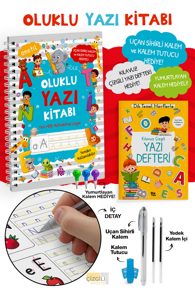 Grooved Writing Book - Magic Pen Set - Embossed Reusable Writing Learning Book