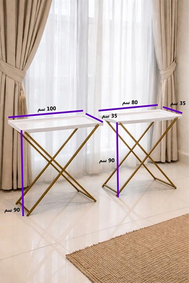 طاولة تقديم مستطيلة كونسول 100*90 سم , 80*90 سم - 2