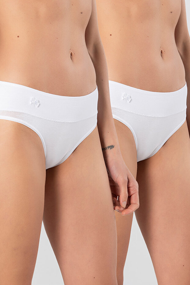 955 Women's Elastic Waist Lycra Cotton Bikini Panties 2 Pack