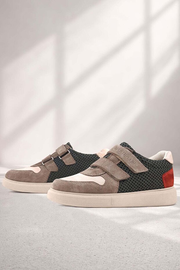 Genuine Leather Mink Velcro Light Sole Boys' Sports Shoes