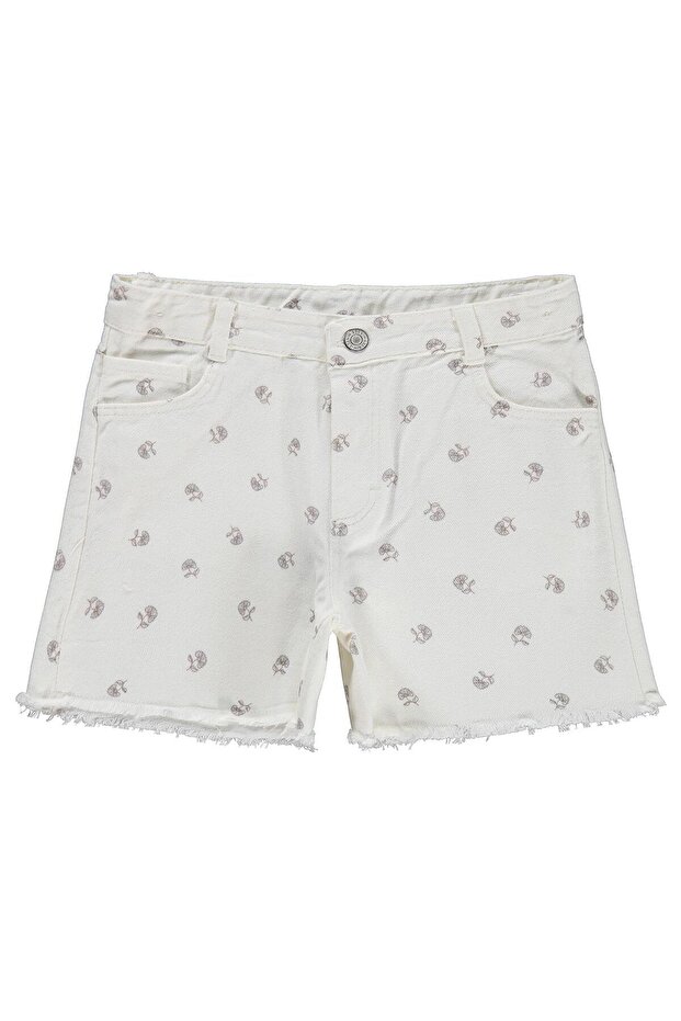 Floral Patterned Shorts for 6-9 Years Old - Off-White