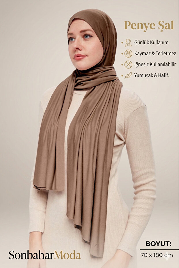 Women's Hijab Luxury Combed Cotton Shawl – Non-Slip, Soft, Four Seasons Use Shawl Chocolate