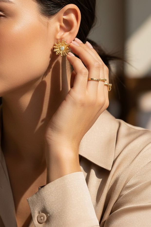 Style Pearl/Xuping Jewelry Sun Model Zircon Stone Earring