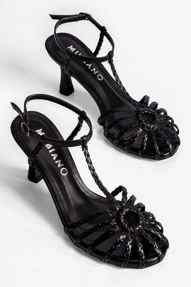 Women's Heeled Shoes Hand Knitted Sandals Camia Black
