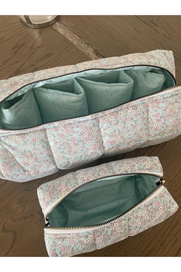 2-Piece Set Makeup and Hair Styling Bag with Compartments