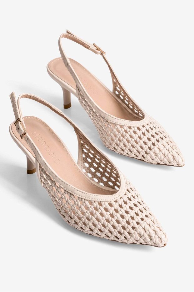 Women's Stiletto Hand-Knitted Heeled Shoes Dalia Beige