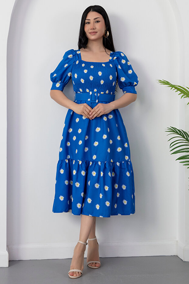Φόρεμα Daisy Printed Elastic Square Collar 2023-2269 - 2