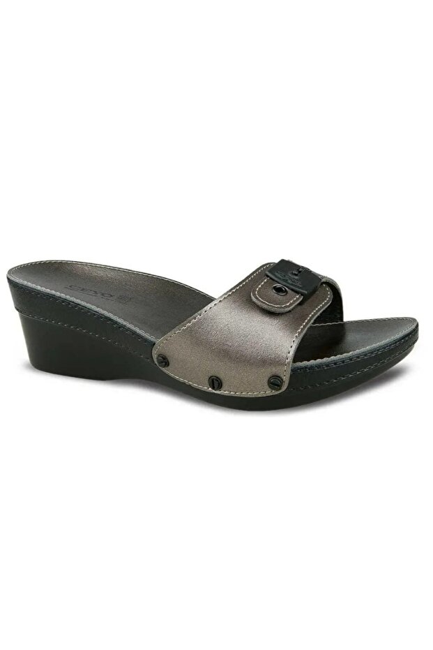9927I Minelli Heeled Platinum Orthopedic Women's Slippers