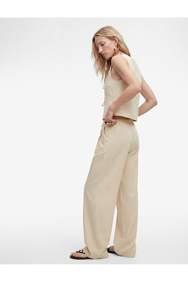 Viscose Fabric Tie-Dye Detailed Pocketed Pleated Wide-Leg Palazzo Trousers