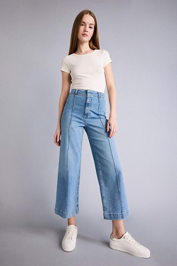 Culotte High Waist Long Jean Washed Trousers F5537Ax25Au