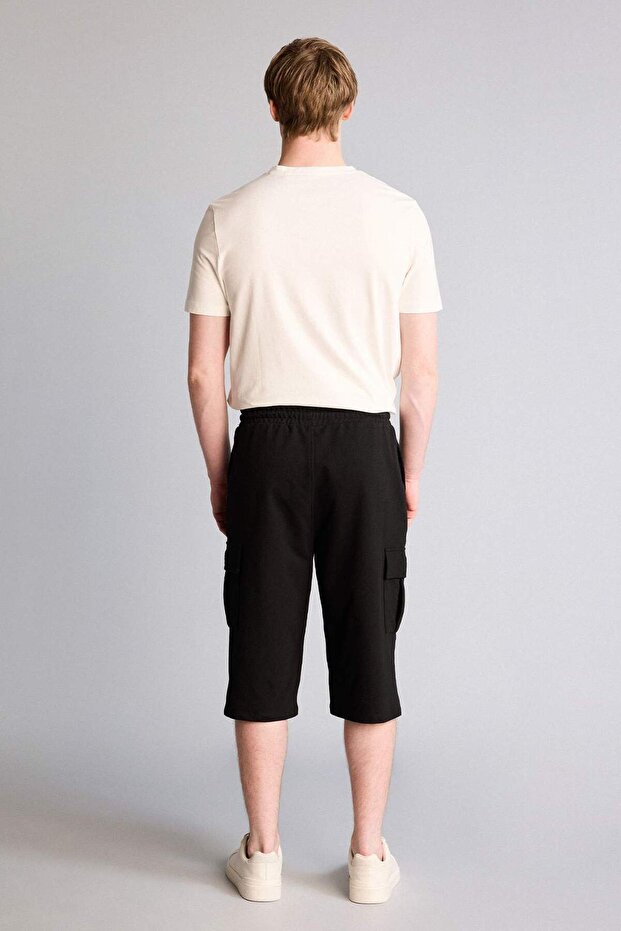 Relax Fıt Düz Paça Sweatshirt Kumaşı Uzun Şort T4693AZ22SM - 5