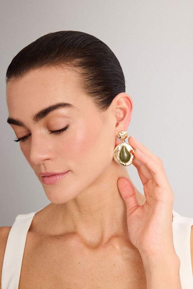Women's Green Drop Earrings H2574Axns