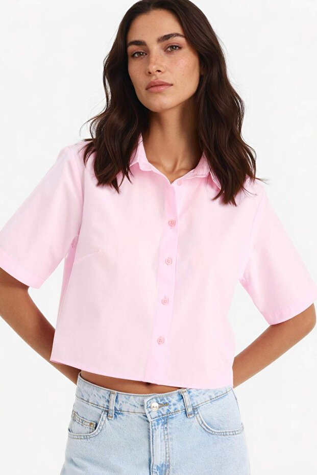 100% Cotton Regular Fit Poplin Short Sleeve Shirt F8580Ax25Sm