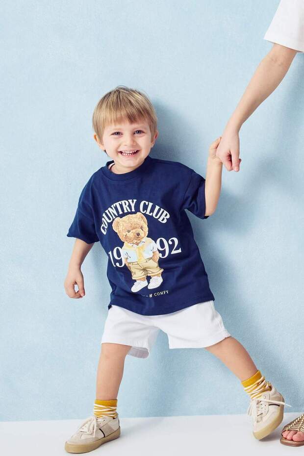 100% Cotton Teddy Bear T-Shirt for Baby Boy H2805A526Sm