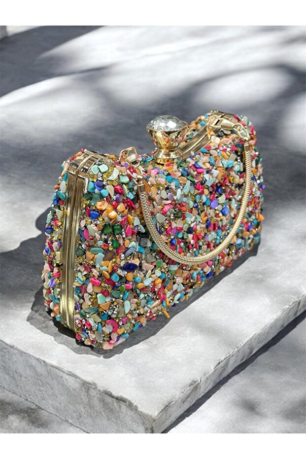 Colorful Stoned Reversible Women's Evening Bag