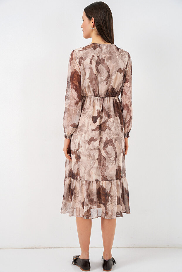 2137 Model Rochie din Sifon Bej - 6