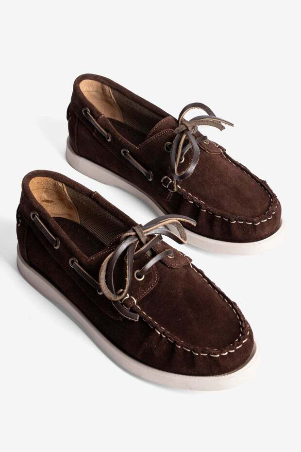 Women's Genuine Suede Lace-Up Loafers Casual Shoes Torin Brown
