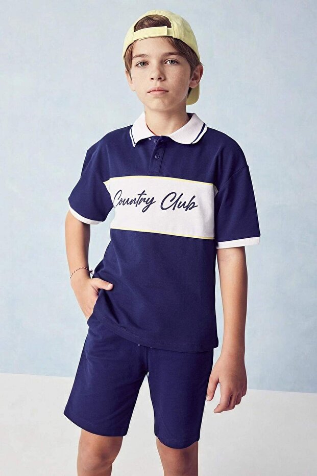 100% Cotton Printed Polo T-Shirt for Boys H2968A826Sm