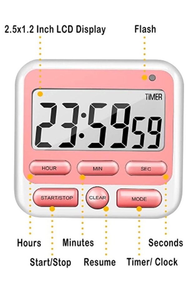 24-Hour Digital Timer with Silent & Ring Modes, Magnetic Memory Function - 6