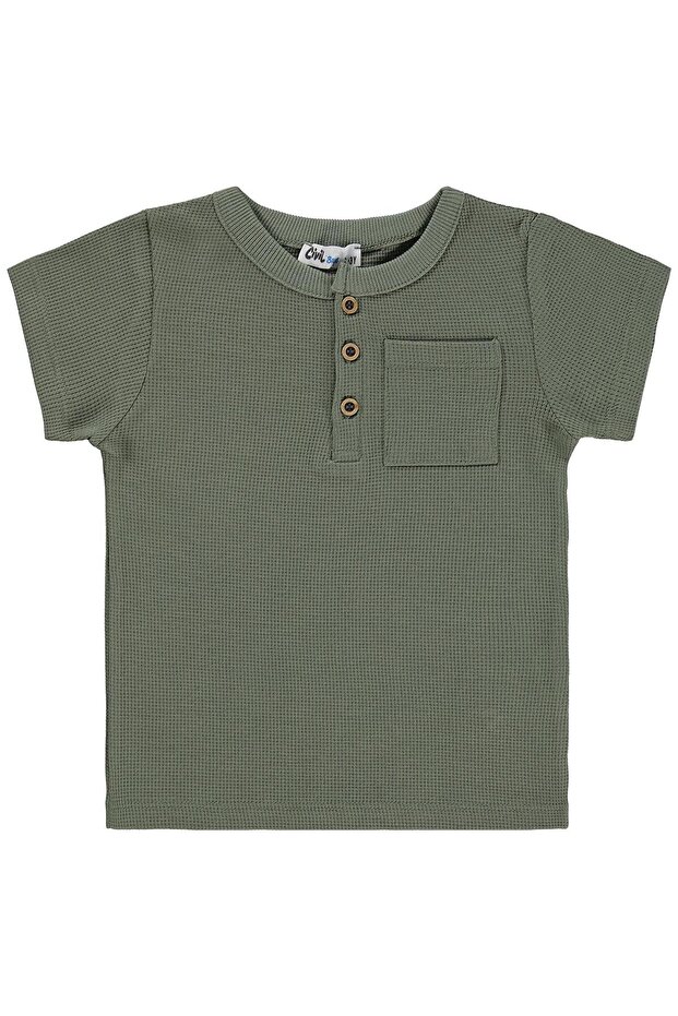 Basic Buttoned Front T-Shirt for 2-5 Years - Khaki
