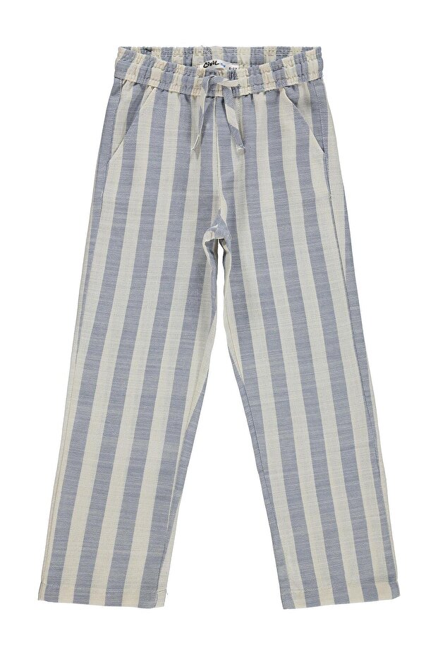 Self-Striped Pants for 6-9 Years Old - Blue