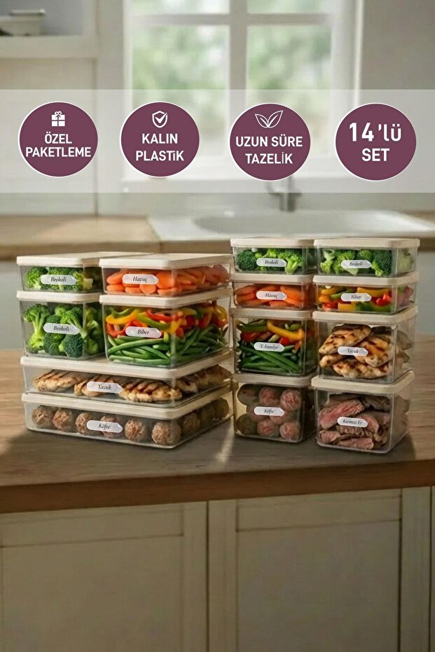 Set of 14 Nora Organizer Refrigerator Freezer Organizer Storage Containers