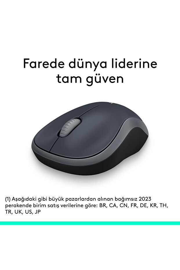 M185 Compact Wireless Mouse with USB Receiver, Gray 910-002235 - 2