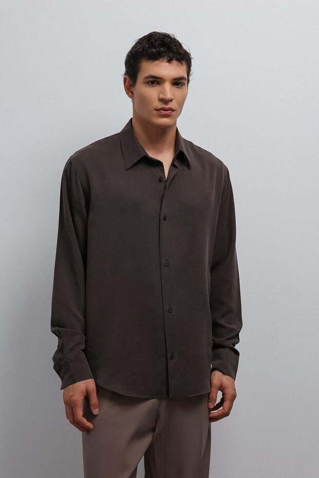 Kahve Teknik Regular Fit Men's Shirt