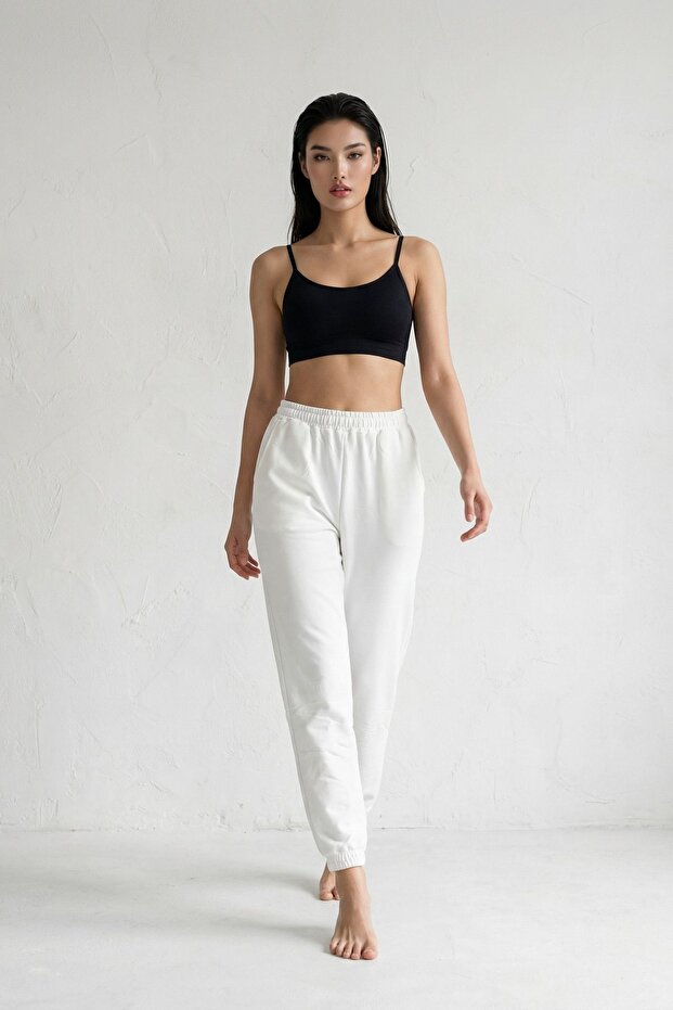 بنطلون رياضي MY FASHION بخصر مطاطي بلون واحد