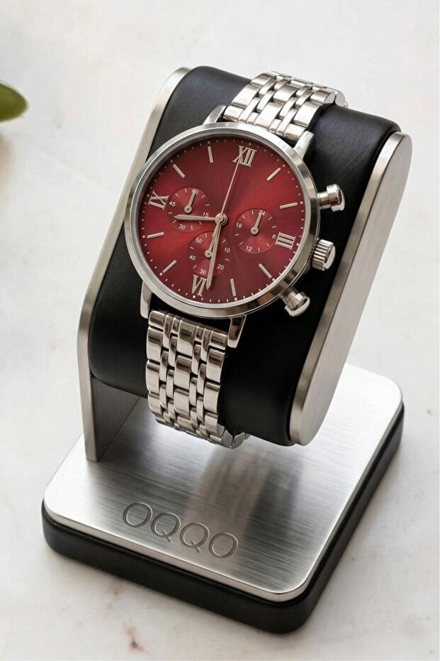Massa Gray Cord Claret Red Dial Women's Wristwatch