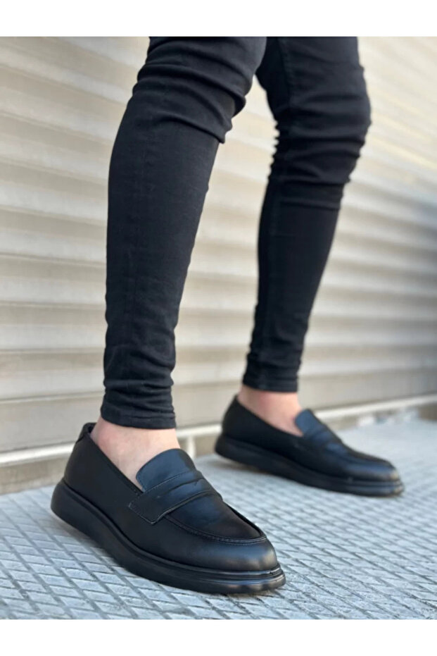 BA0316 Laceless High Black Sole Classic Skin Corcik Men's Shoes