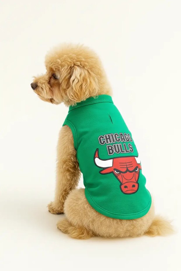 Cat and Dog Outfit & Dress - Green Chicago Bulls Tank Top