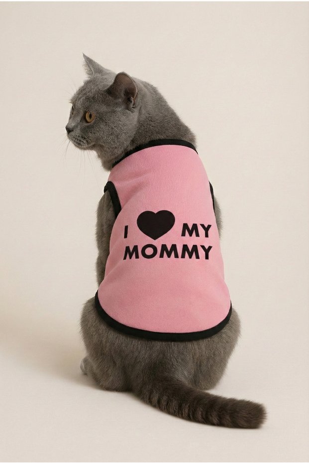New Season Dog And Cat Outfit - Pink I Love Mommy