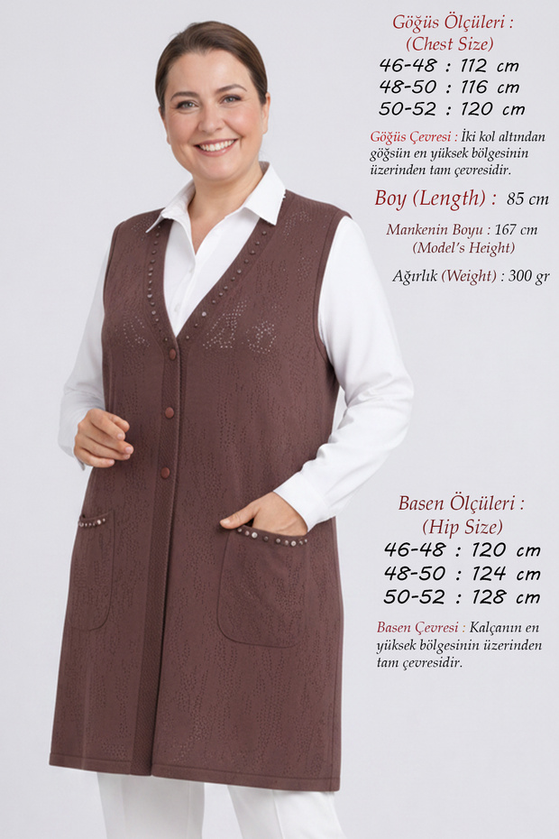 Plus Size Women's Thin Summer Spring Long Openwork Special Knitwear Mother's Dried Rose Vest